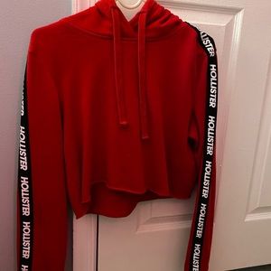 Hollister red cropped hoodie